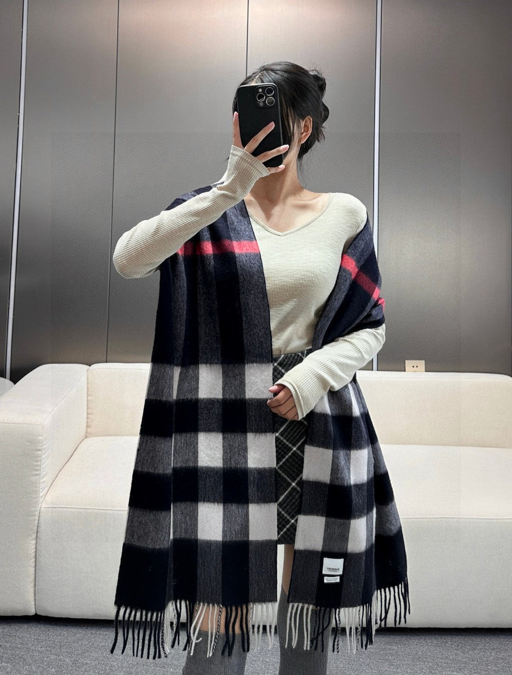 BURBERRY BBR SCARF 180 CM IN CASHMERE 732150