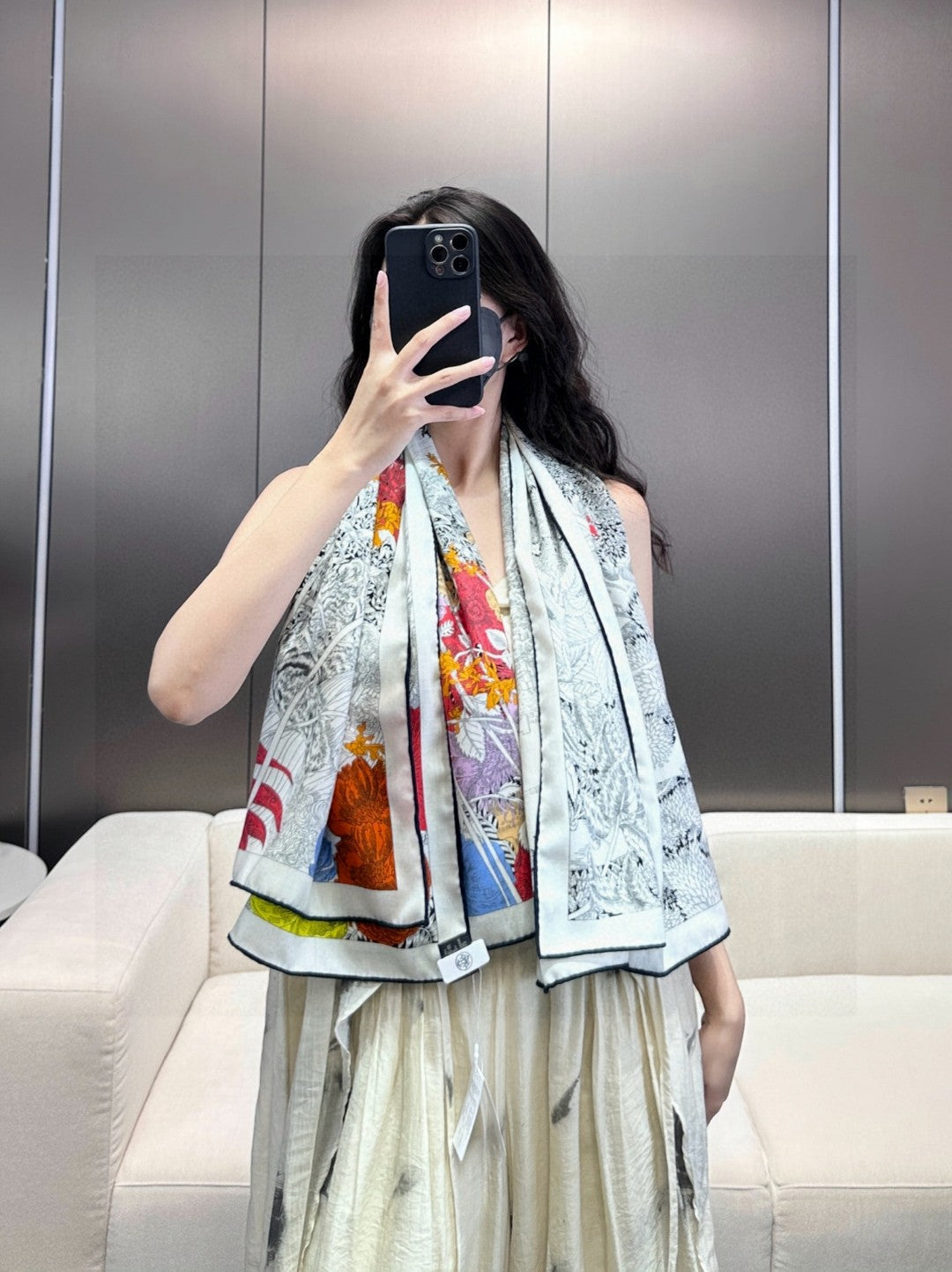 HERMES HERMES 25S SCARF 135 IN CASERE SILK 733938