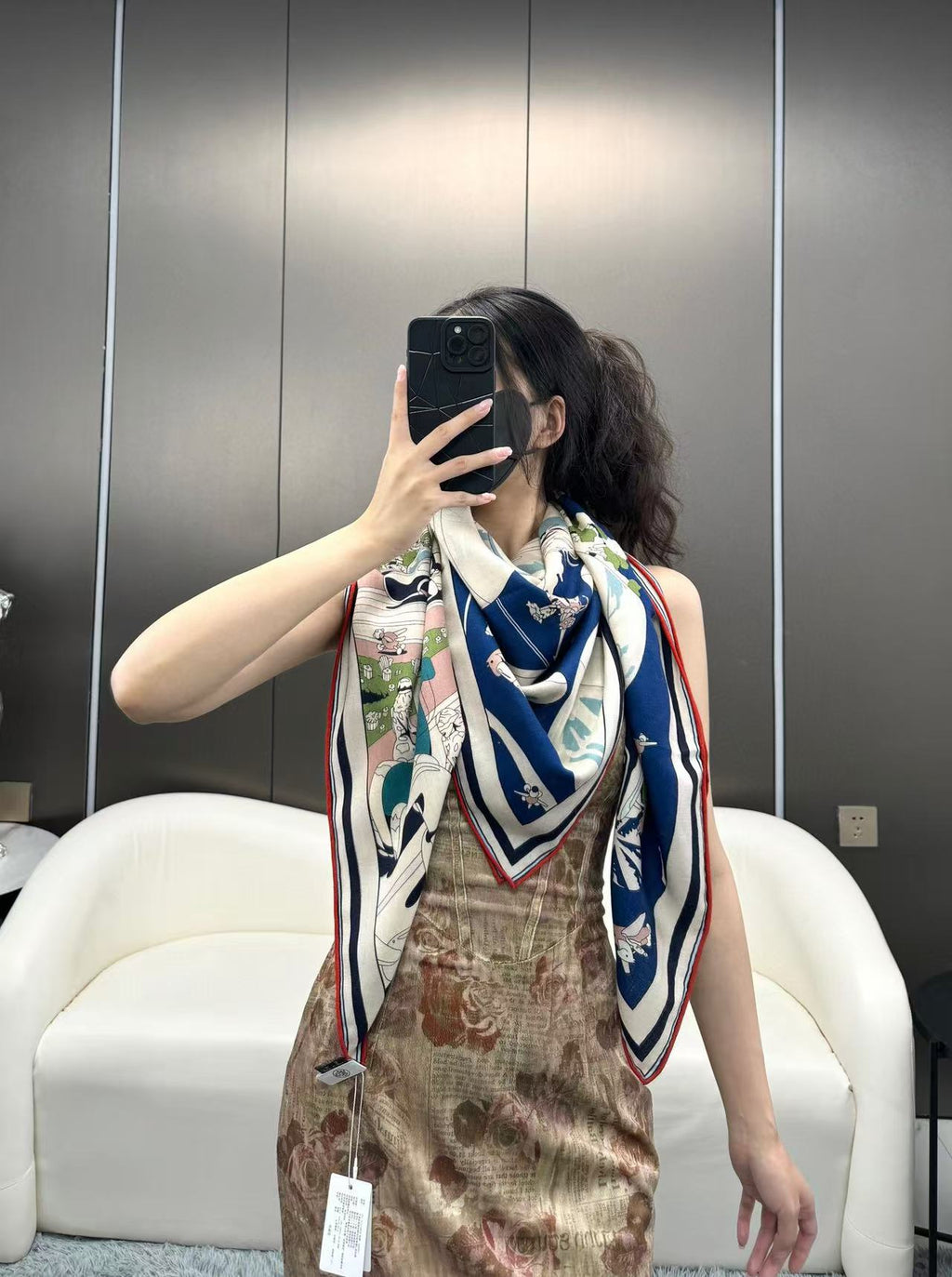HERMES HERMES 25S SCARF 140 IN SILK 732118