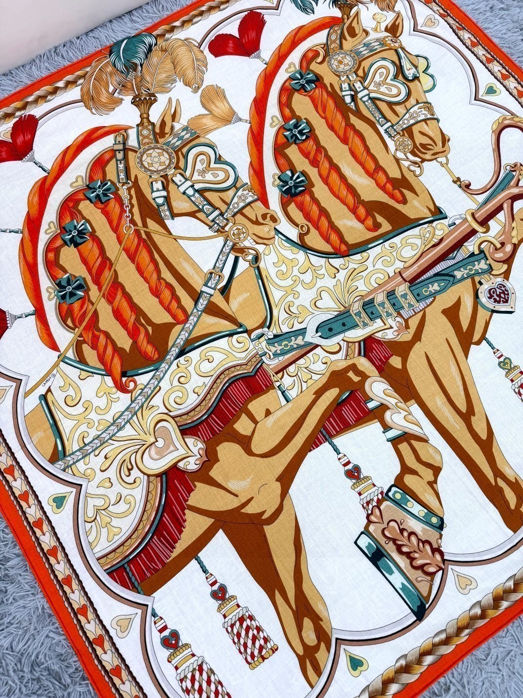 HERMES HERMES 25S SCARF 135 IN CASERE SILK 730647
