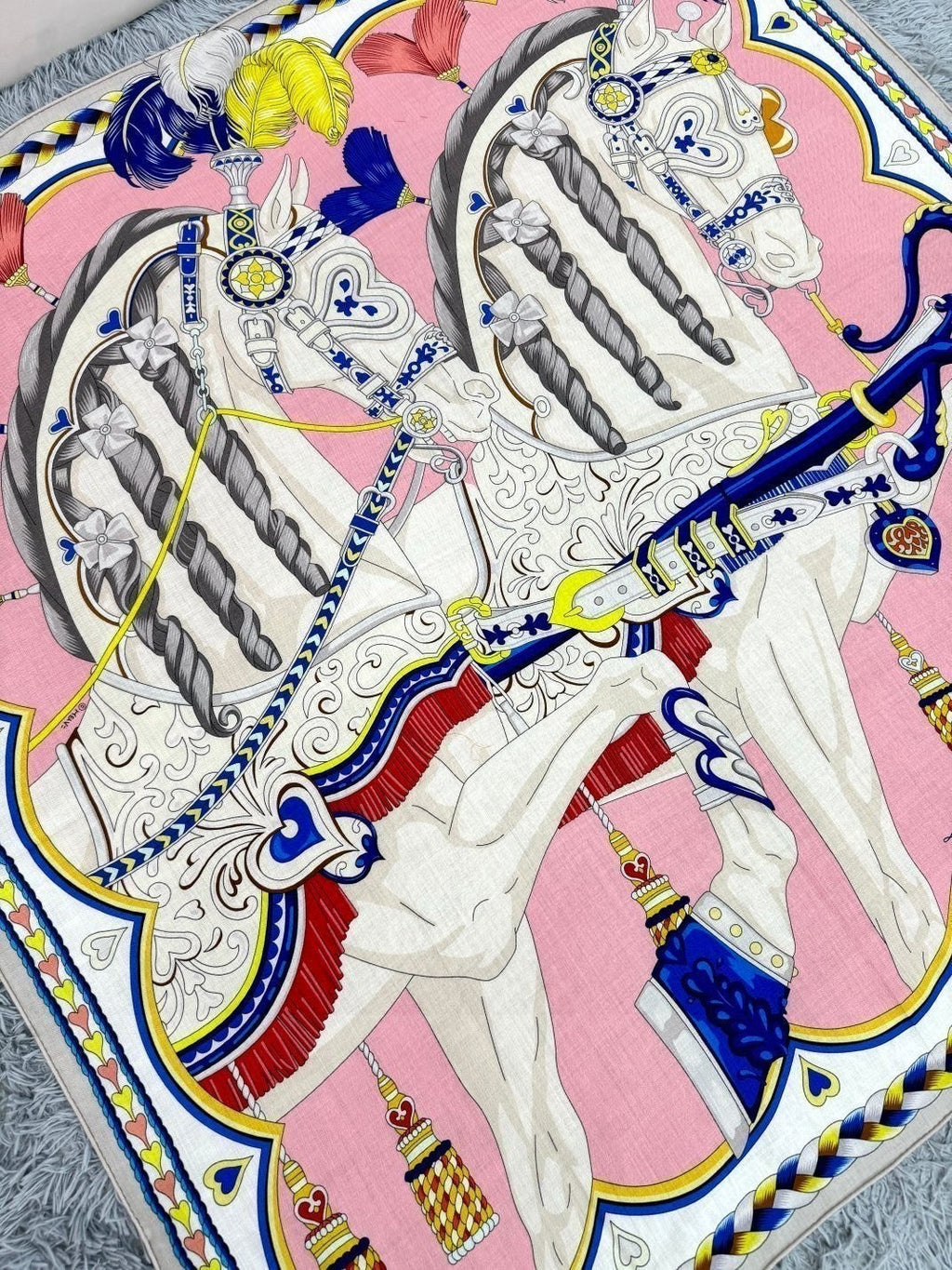 HERMES HERMES 25S SCARF 135 IN CASERE SILK 730648