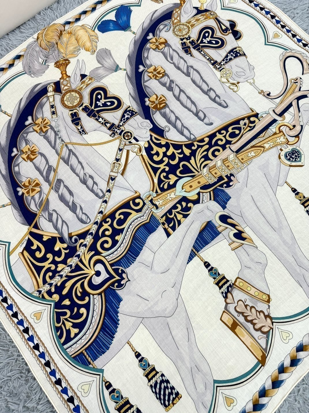 HERMES HERMES 25S SCARF 135 IN CASERE SILK 730649