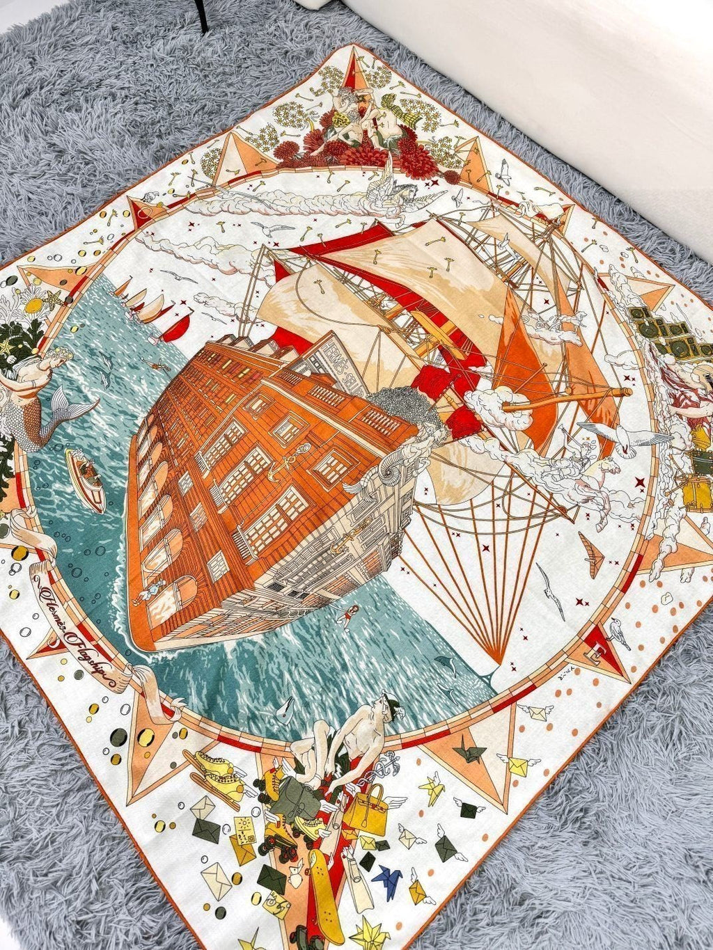 HERMES HERMES 25S SCARF 135 IN SILK AND CASERE 735831