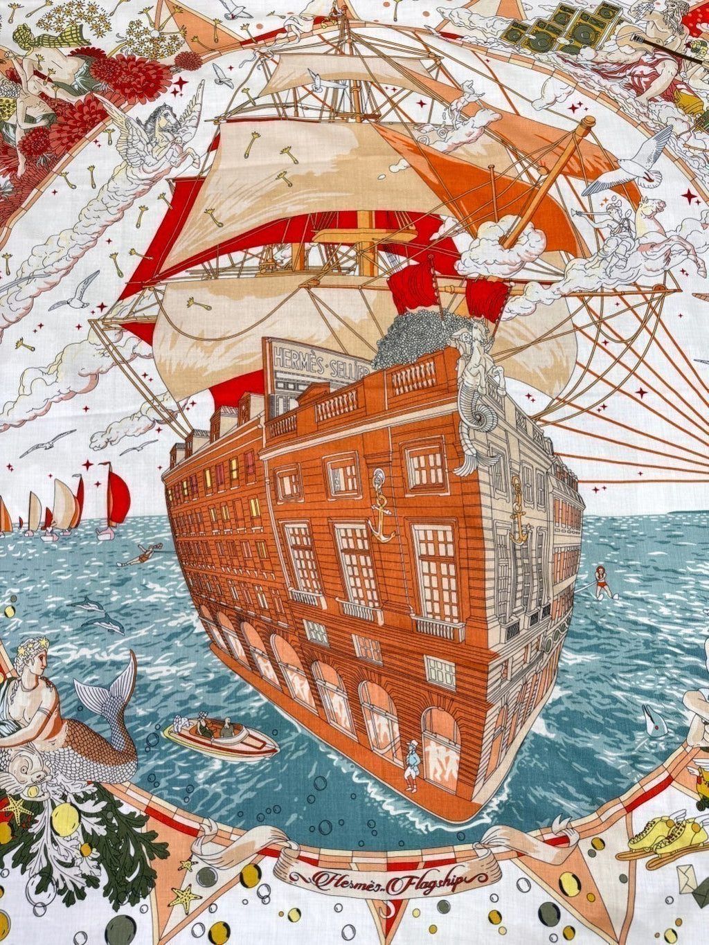 HERMES HERMES 25S SCARF 135 IN SILK AND CASERE 735831