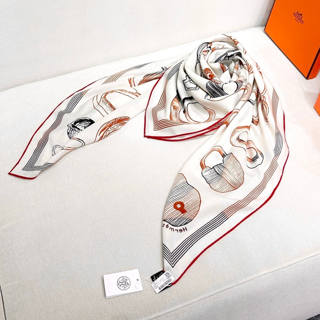 HERMES HERMES 25S SCARF 135 IN CASERE SILK 854592