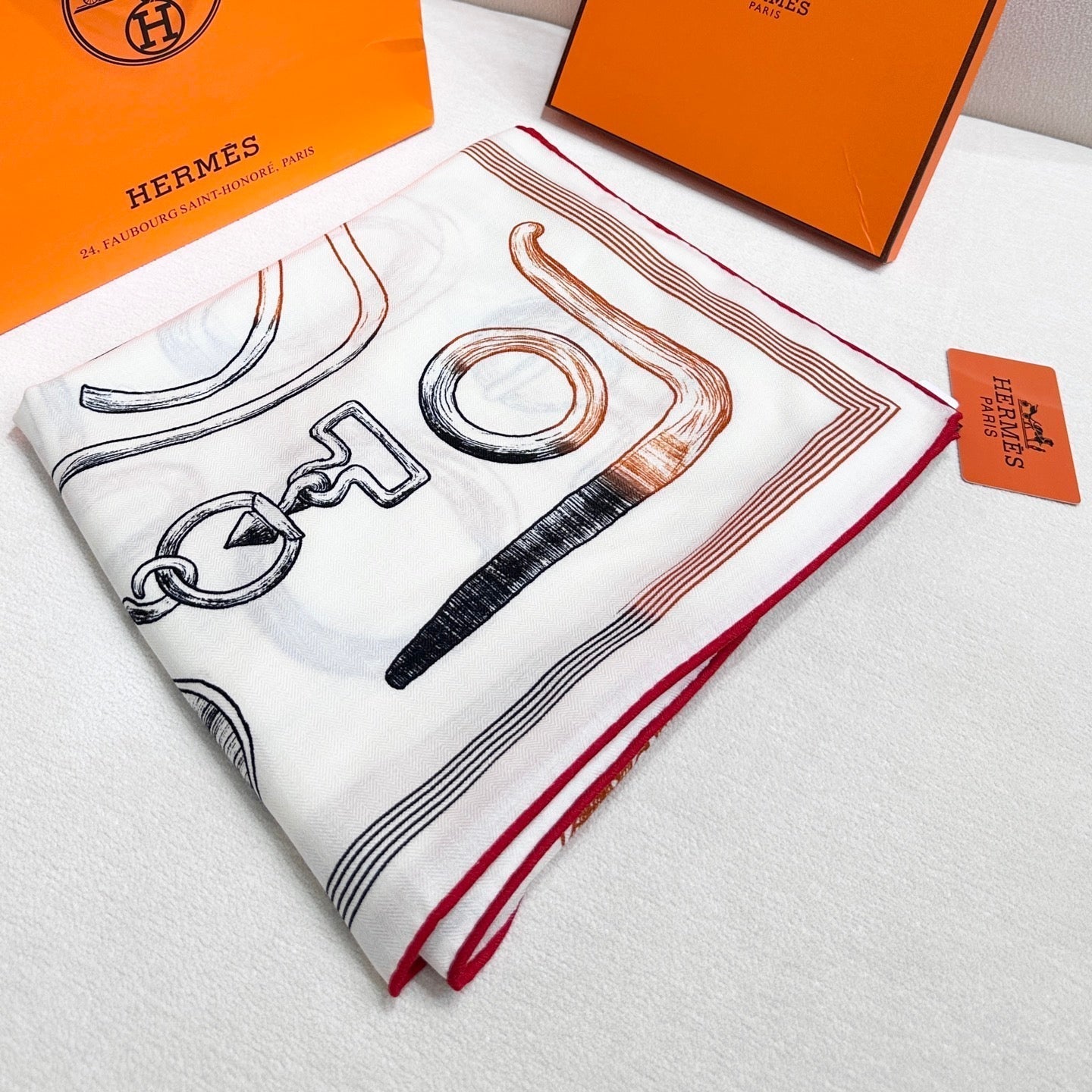 HERMES HERMES 25S SCARF 135 IN CASERE SILK 854592