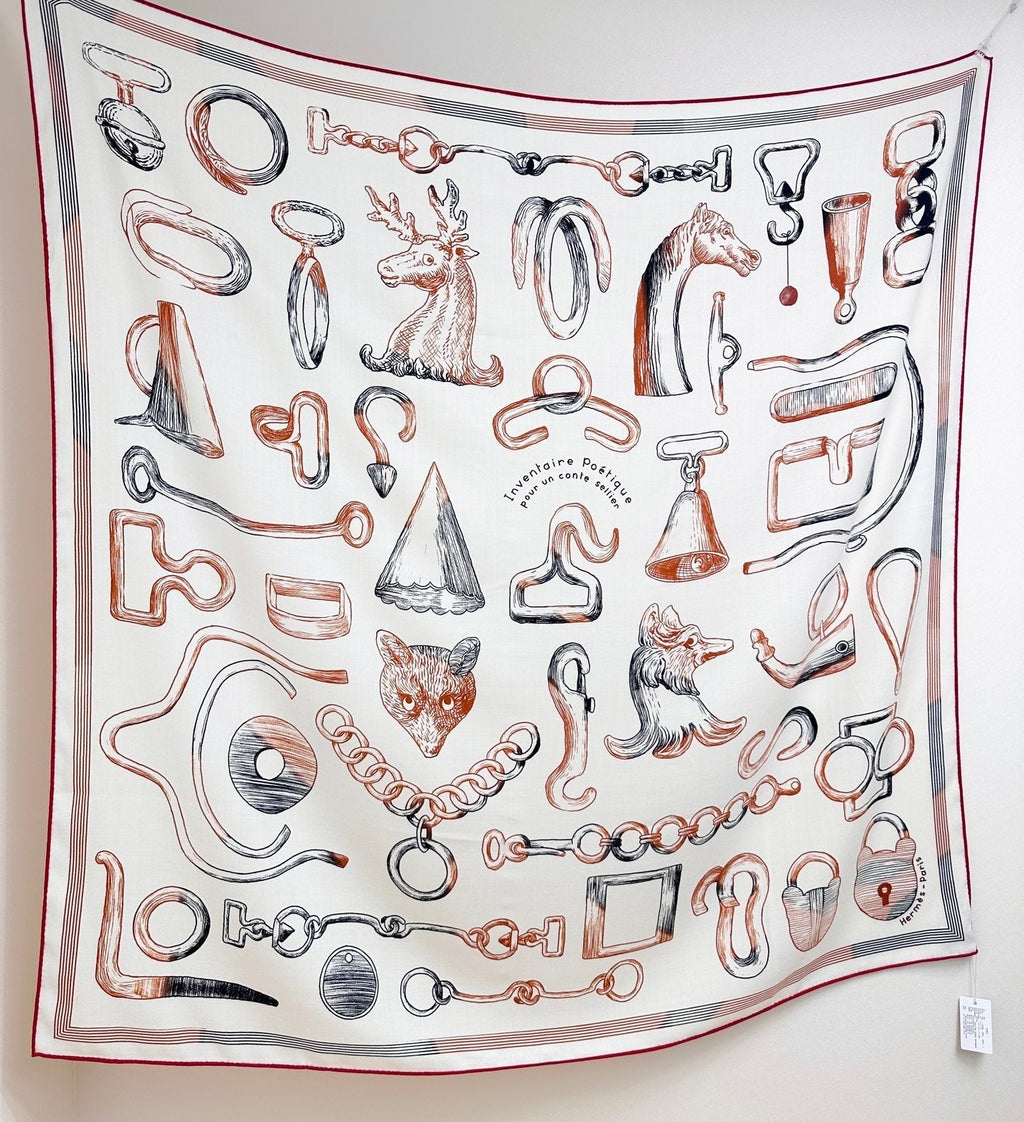 HERMES HERMES 25S SCARF 135 IN CASERE SILK 854592