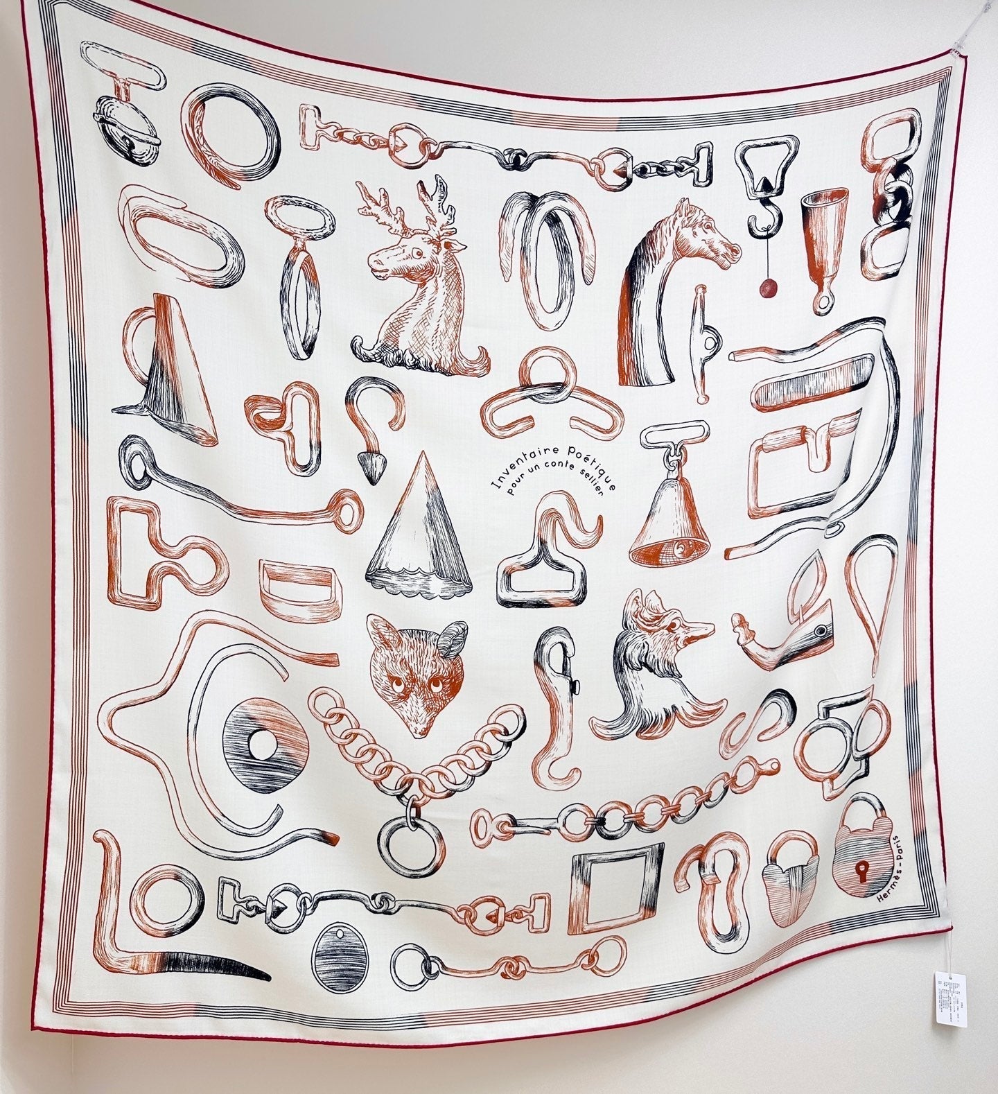 HERMES HERMES 25S SCARF 135 IN CASERE SILK 854592