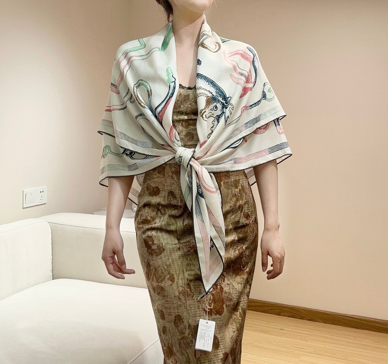 HERMES HERMES 25S SCARF 135 IN CASERE SILK 854593