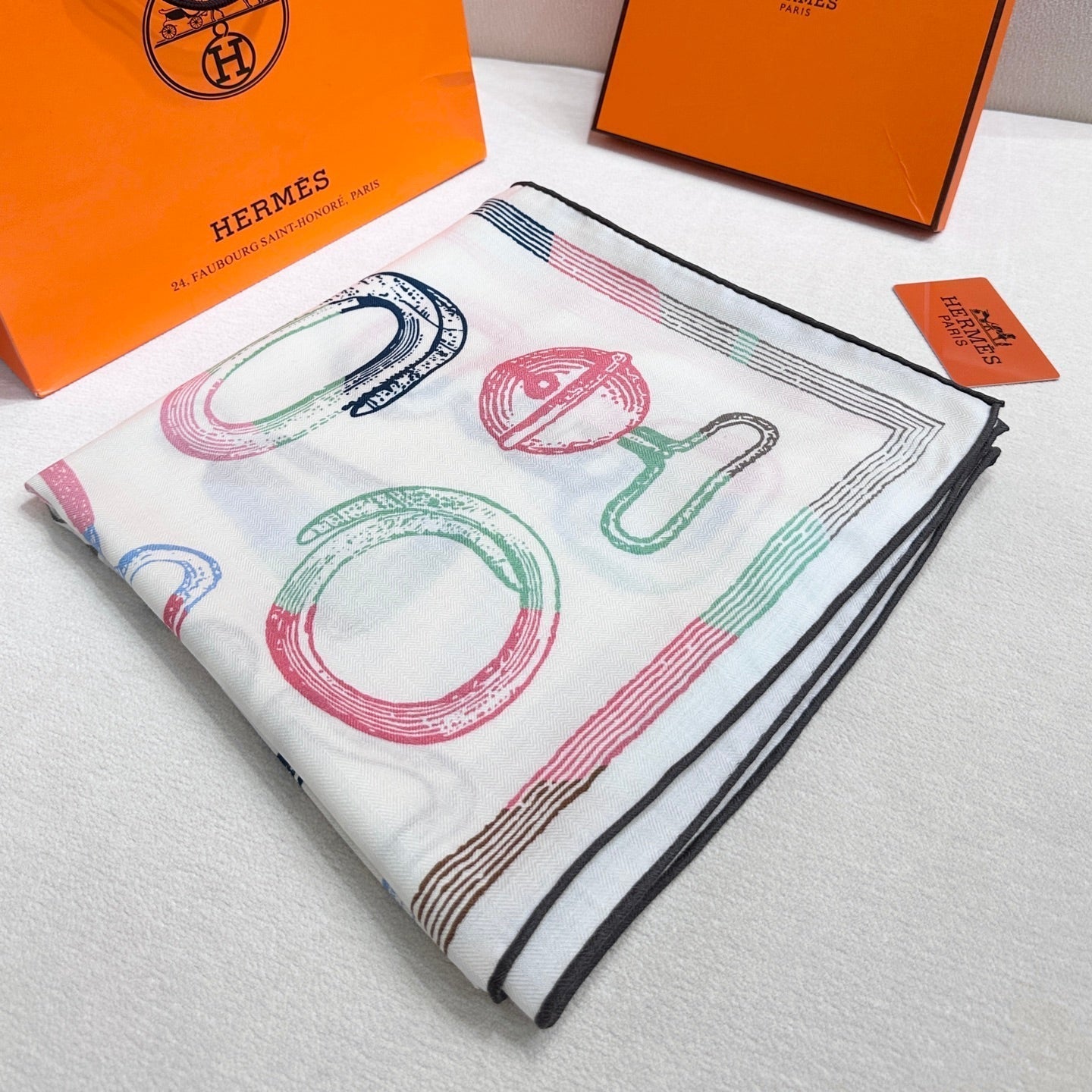 HERMES HERMES 25S SCARF 135 IN CASERE SILK 854593