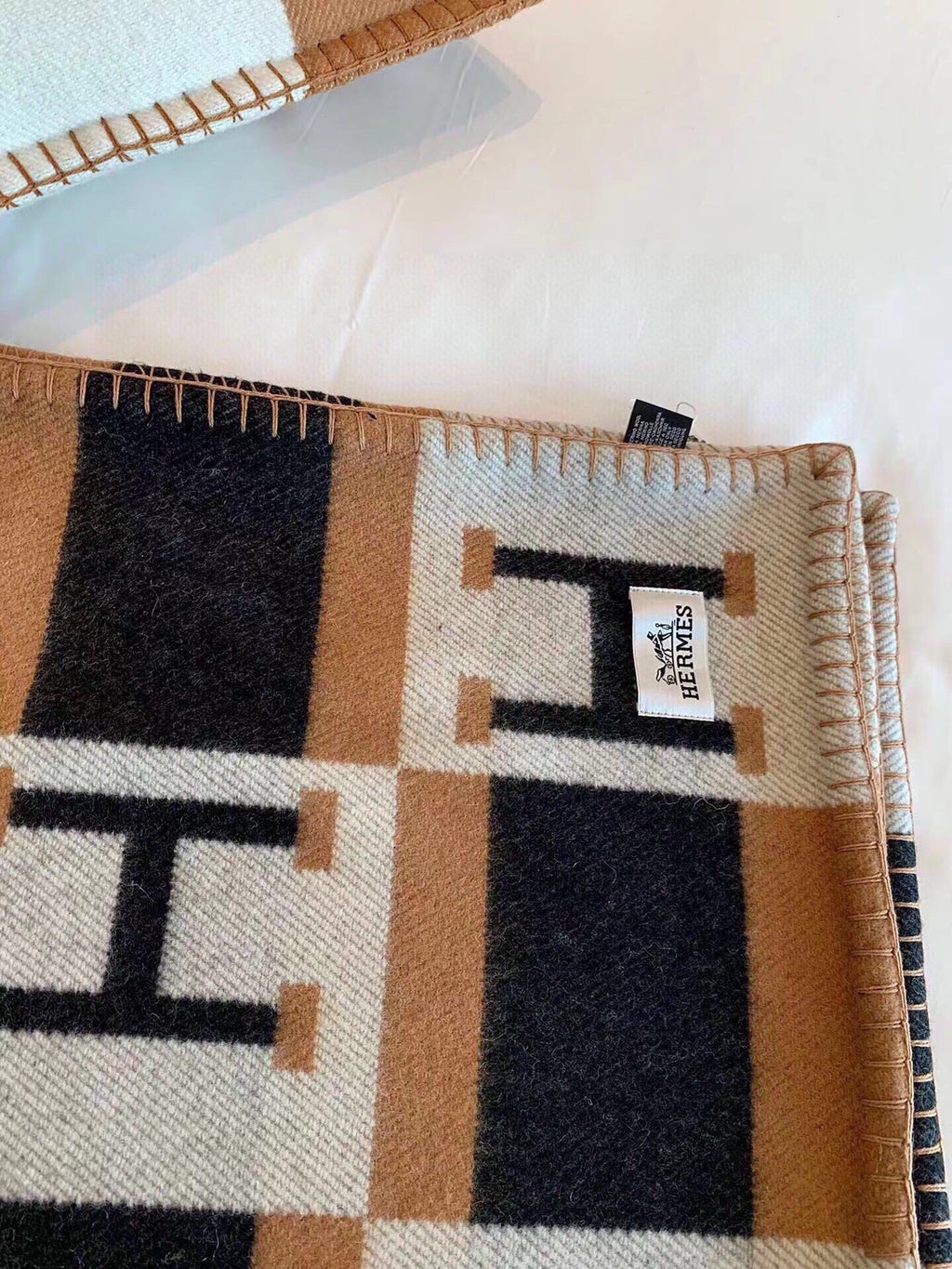 HERMES BLANKET 170 CM IN COLORFUL WOOL AND CASERE 118341