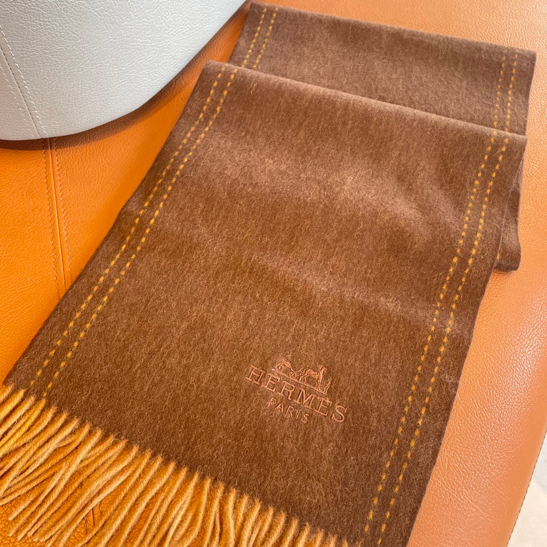 HERMES SCARF 180CM CHOCOLATE BROWN CASERE