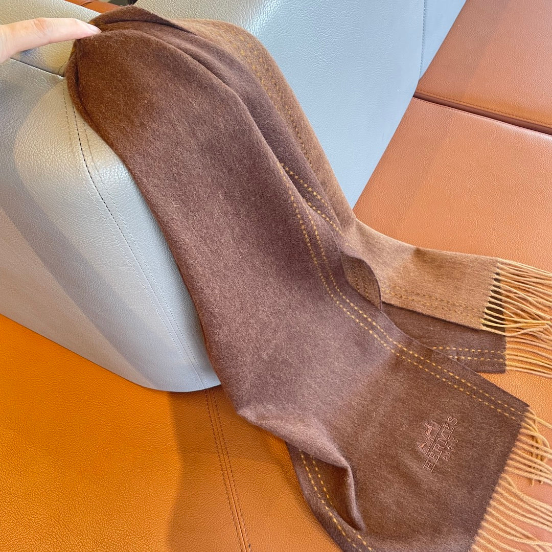 HERMES SCARF 180CM CHOCOLATE BROWN CASERE