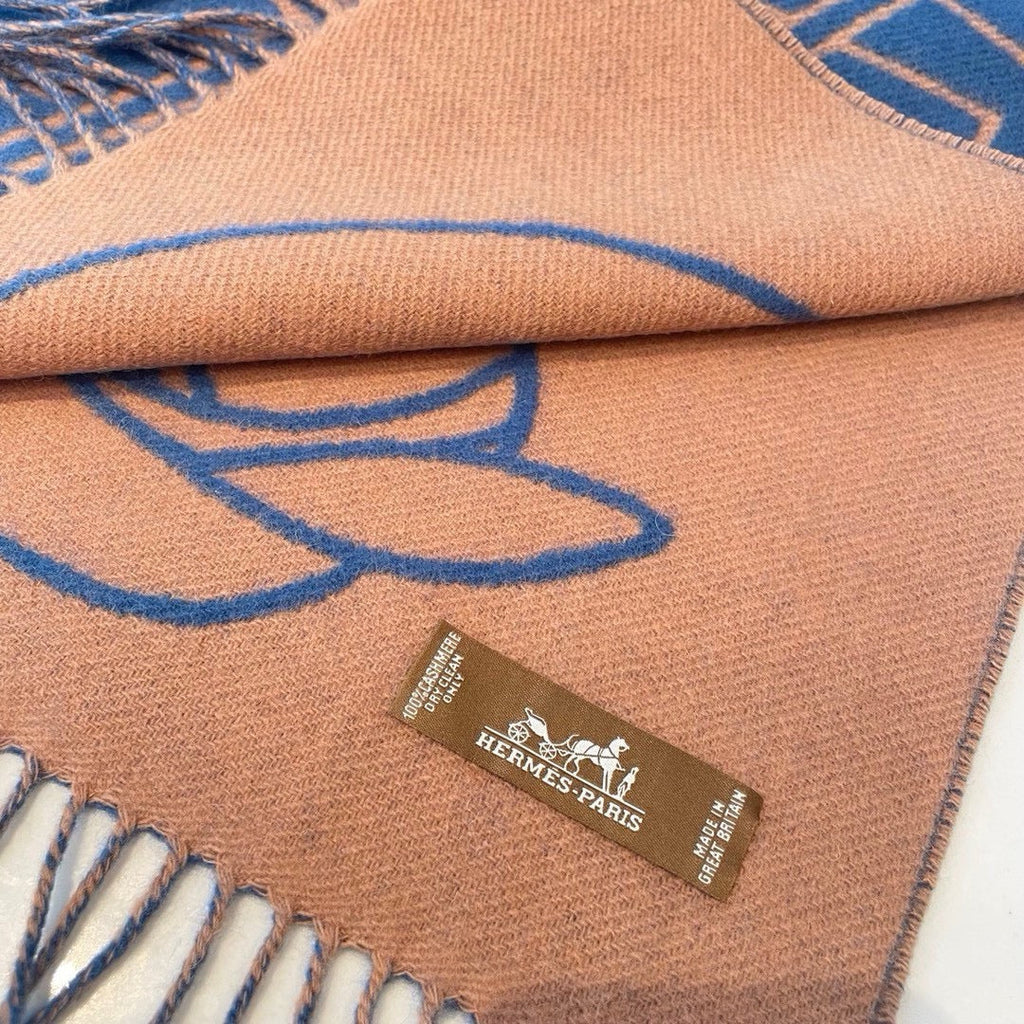 HERMES CASAQUE ENTRELACS EQUESTRES 190 CM SCARF IN AZURE BLUE CASERE