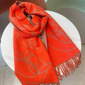 HERMES CASAQUE ENTRELACS EQUESTRES 190 CM SCARF IN ORANGE RED CASERE