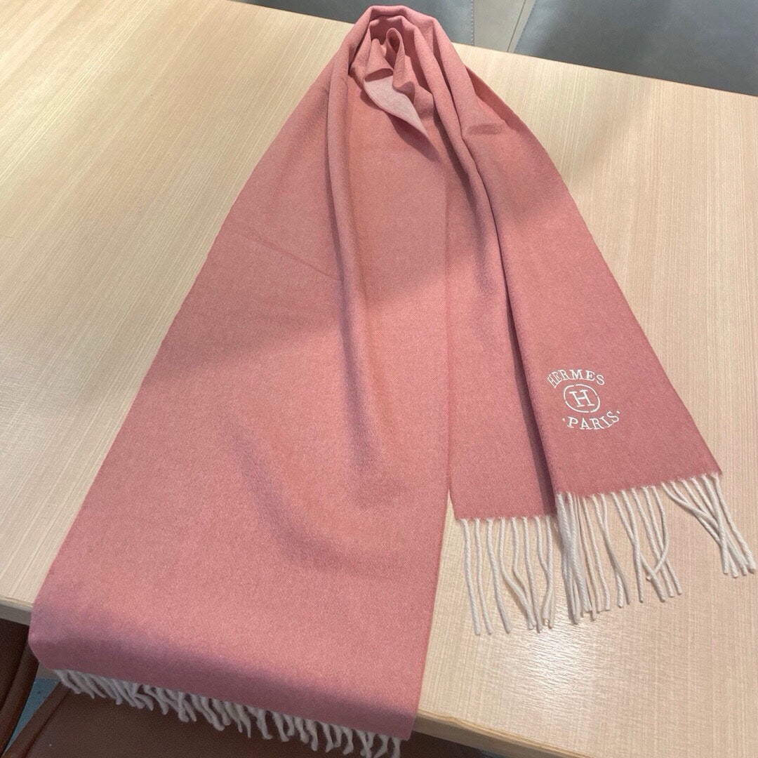 HERMES RECTO-VERSO MUFFLER 190 ROSE PINK CASERE