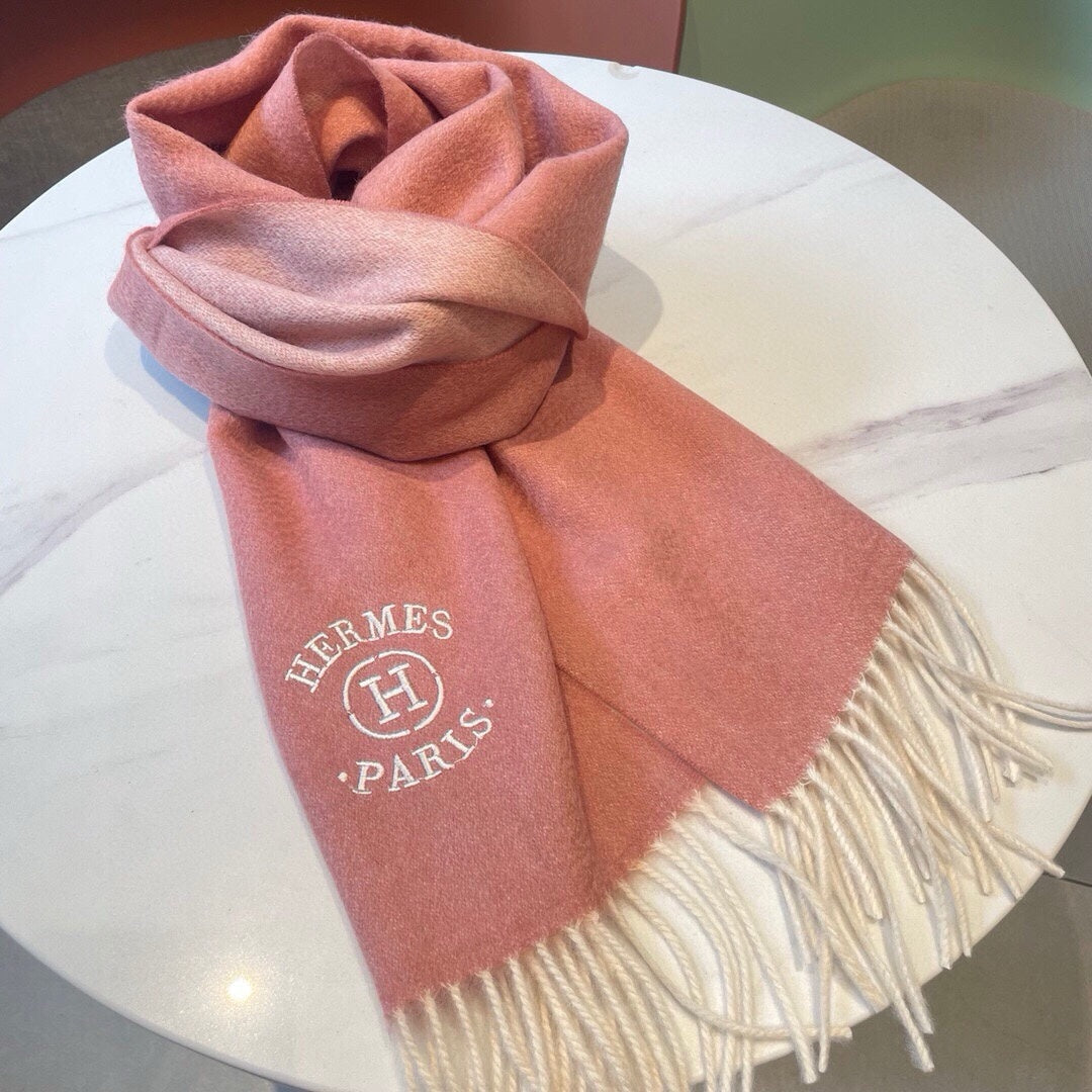 HERMES RECTO-VERSO MUFFLER 190 ROSE PINK CASERE