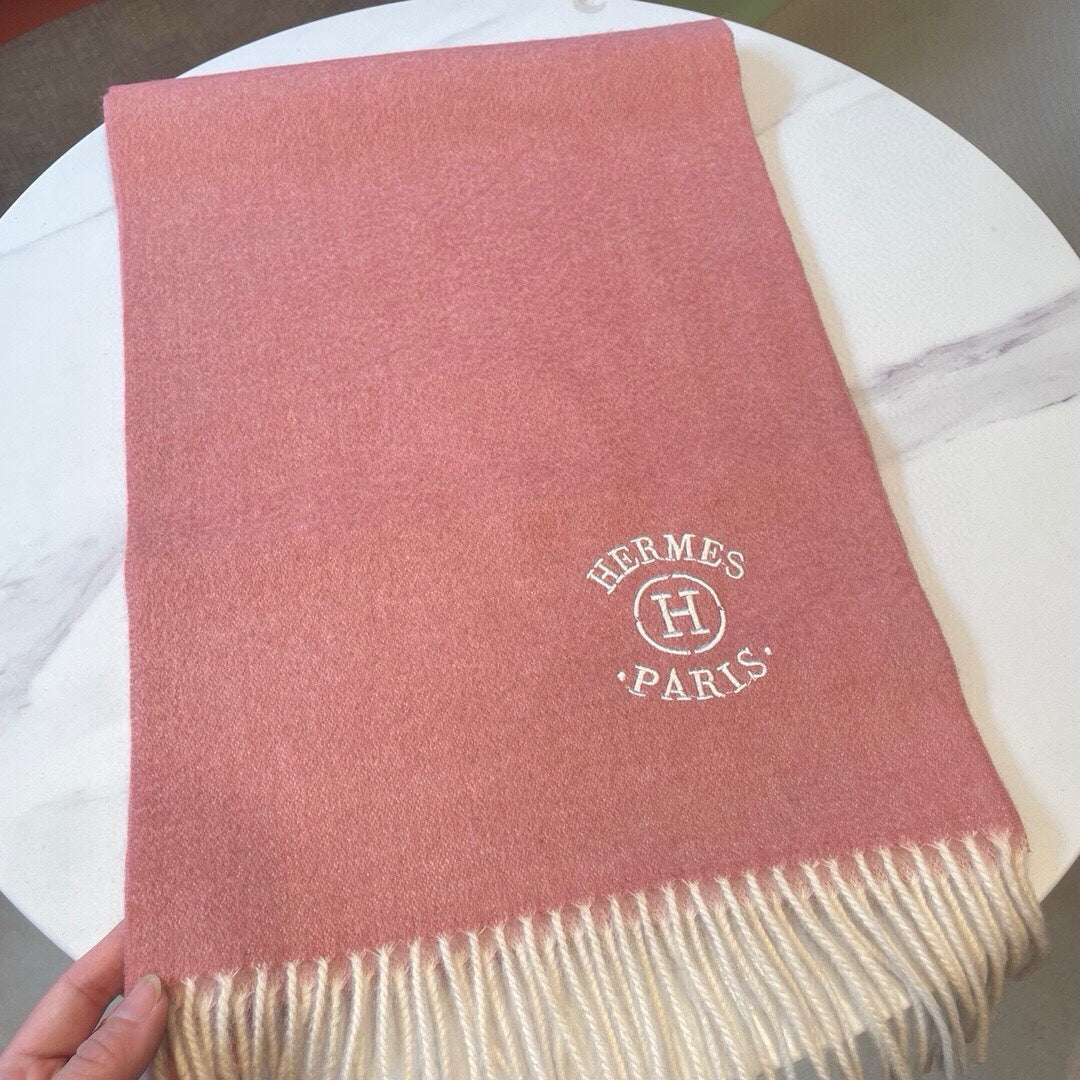 HERMES RECTO-VERSO MUFFLER 190 ROSE PINK CASERE