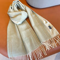 HERMES UNIE BRODEE GM MUFFLER IN PASTEL GREY CASERE