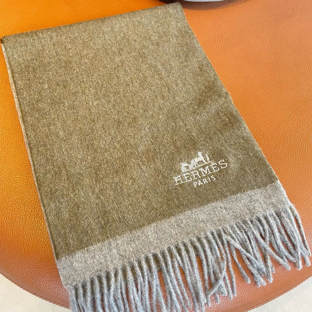 HERMES CASERE SCARF 180 CM ECRU BROWN