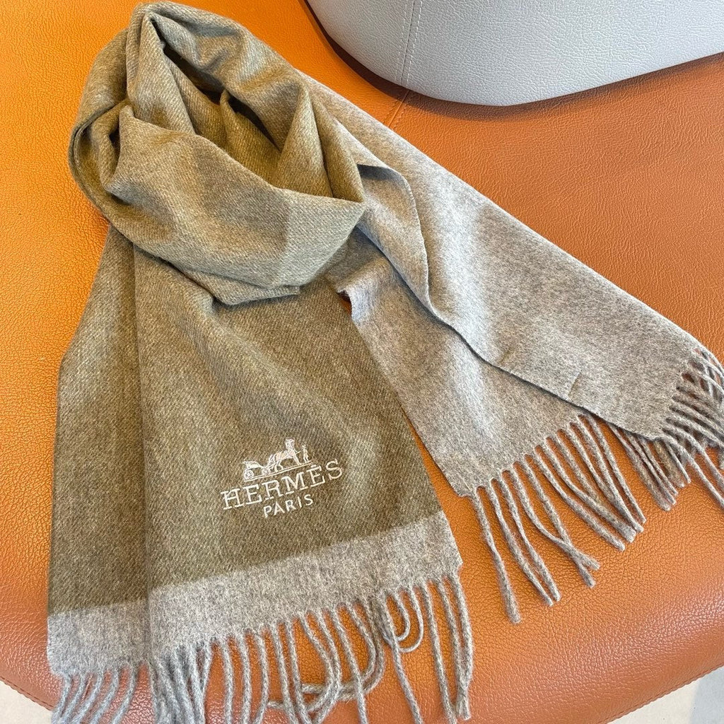 HERMES CASERE SCARF 180 CM ECRU BROWN