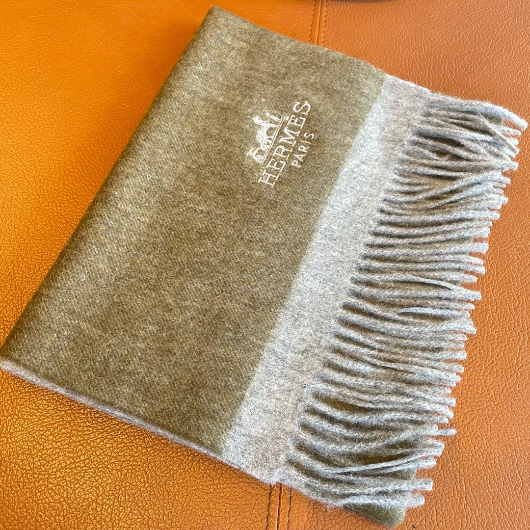 HERMES CASERE SCARF 180 CM ECRU BROWN