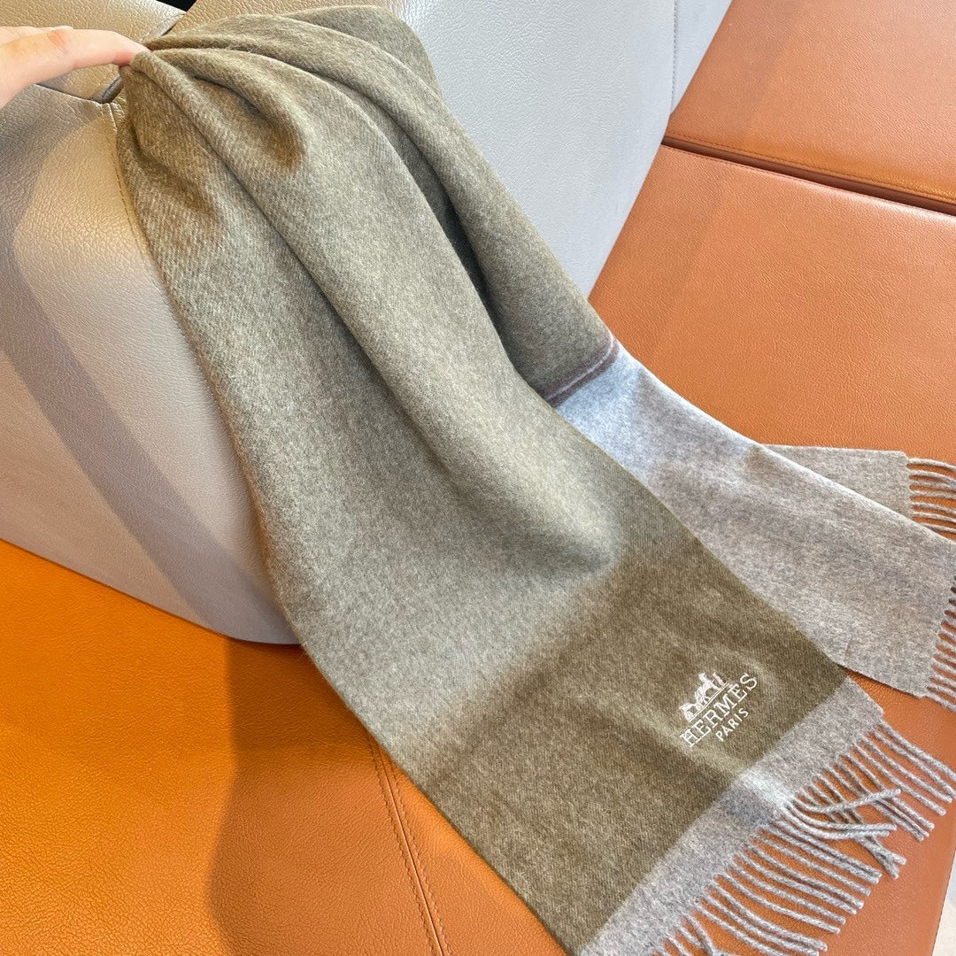 HERMES CASERE SCARF 180 CM ECRU BROWN