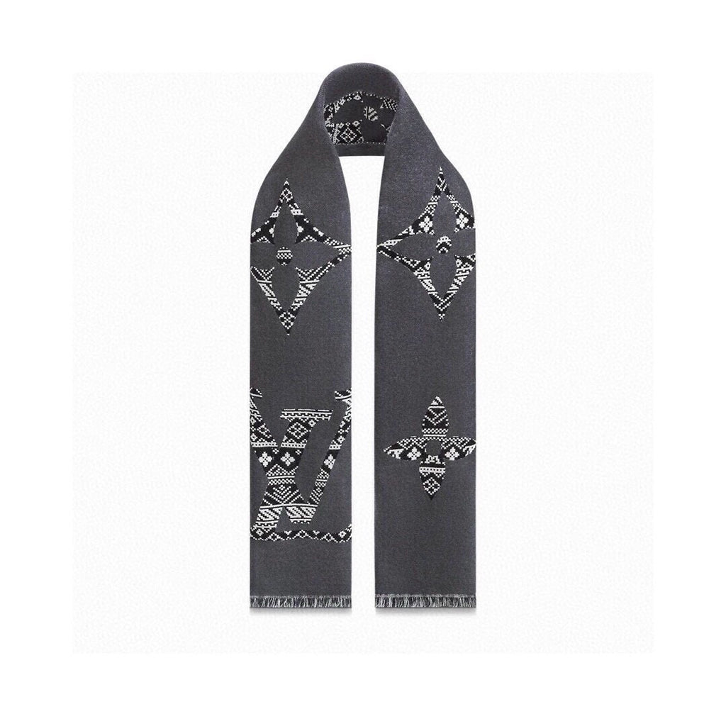 LOUIS VUITTON SCARF 200 CM IN MOUSE GRAY WOOL 390039