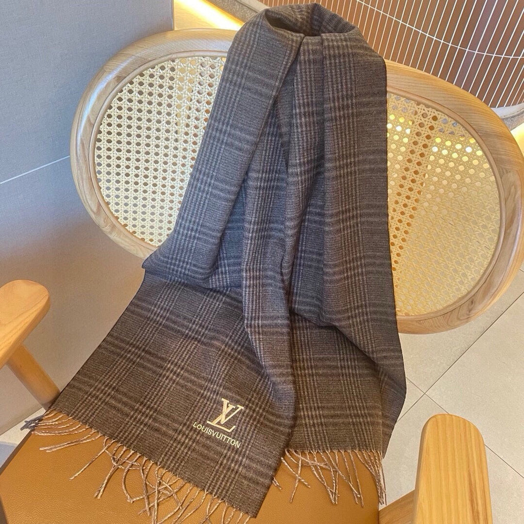 LOUIS VUITTON SCARF 180 CM IN WENGE BROWN LAMBSWOOL 390813