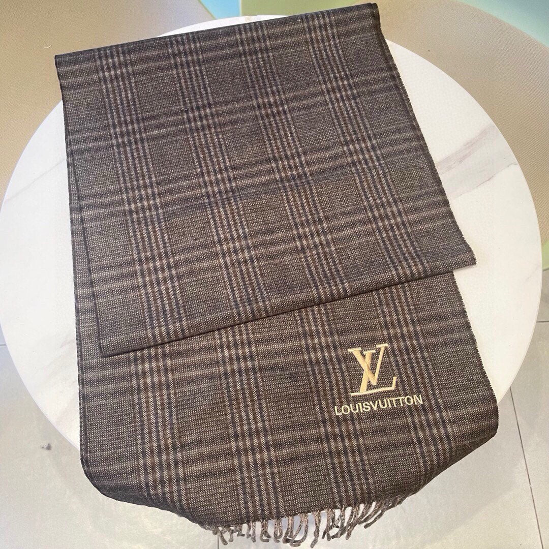 LOUIS VUITTON SCARF 180 CM IN WENGE BROWN LAMBSWOOL 390813