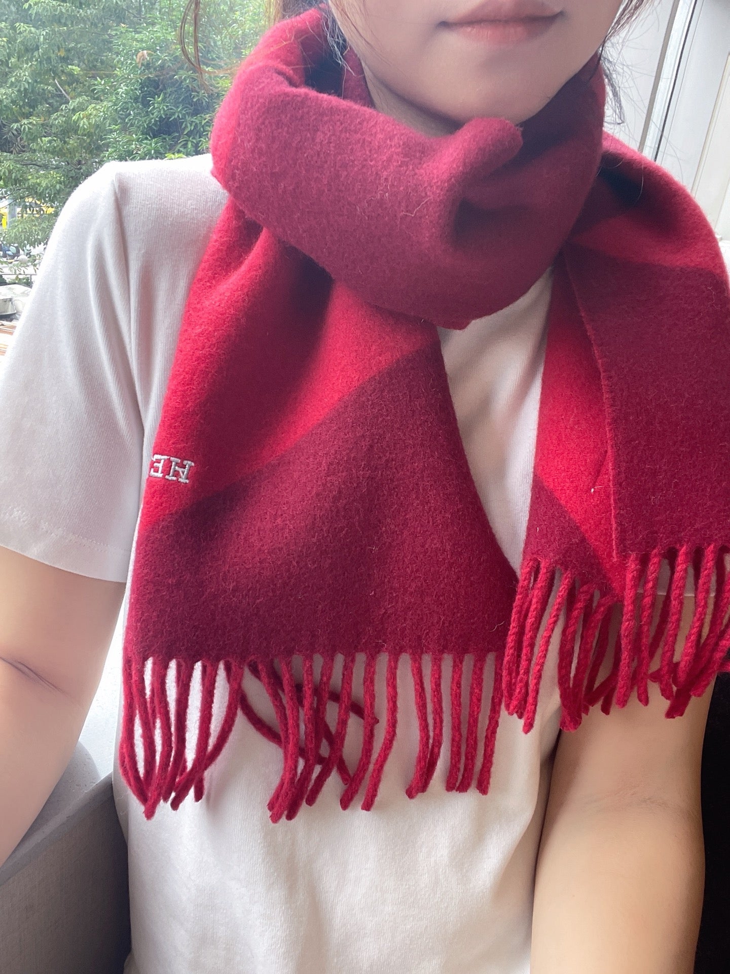 HERMES SCARF 150 CM IN CRIMSON RED CASERE
