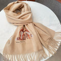 BURBERRY BOX WOOL CASHMERE SCARF 180 CM TAN BEIGE 394451