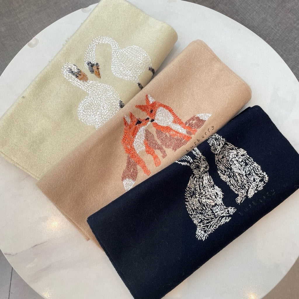 BURBERRY SWAN WOOL CASHMERE SCARF 180 CM IVORY WHITE 394453