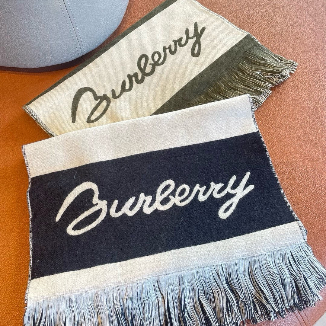 BURBERRY EKD LOGO SCARF 200 CM IN BLACK MIX WHITE CASHMERE 396290
