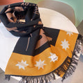 BURBERRY SCARF 200 CM IN BLACK MIX CAMEL BROWN CASHMERE 401904