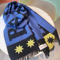 BURBERRY SCARF 200 CM IN COBALT BLUE MIX BLACK CASHMERE  401905