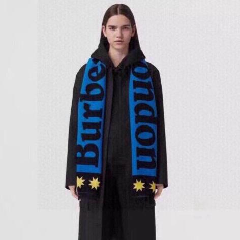 BURBERRY SCARF 200 CM IN COBALT BLUE MIX BLACK CASHMERE  401905