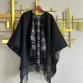 BURBERRY CHECK DOUBLE-SIDED CAPE 150 CM IN BLACK CASHMERE 401927