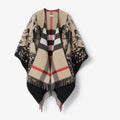 BURBERRY EQUESTRIAN KNIGHT WOOL CAPE 140 CM BEIGE MIX BLACK 403739