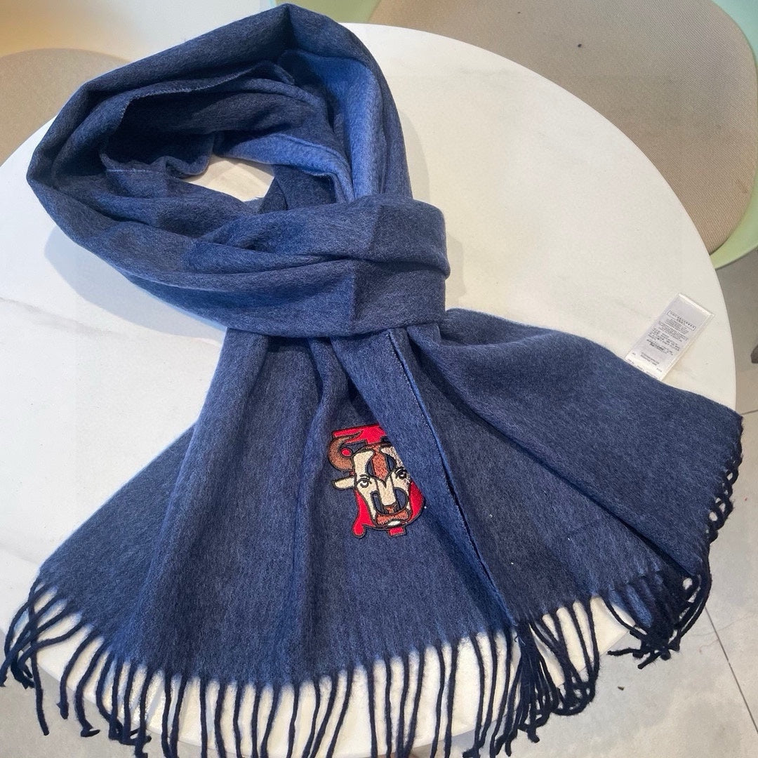 BURBERRY SCARF 200 CM IN CLASSIC BLUE CASHMERE 403740