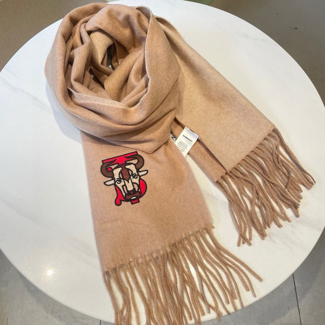 BURBERRY SCARF 200 CM IN ALMOND BEIGE CASHMERE 403741