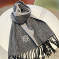 LOEWE SCARF 180 CM IN MOUSE GRAY CASHMERE AND WOOL 403756