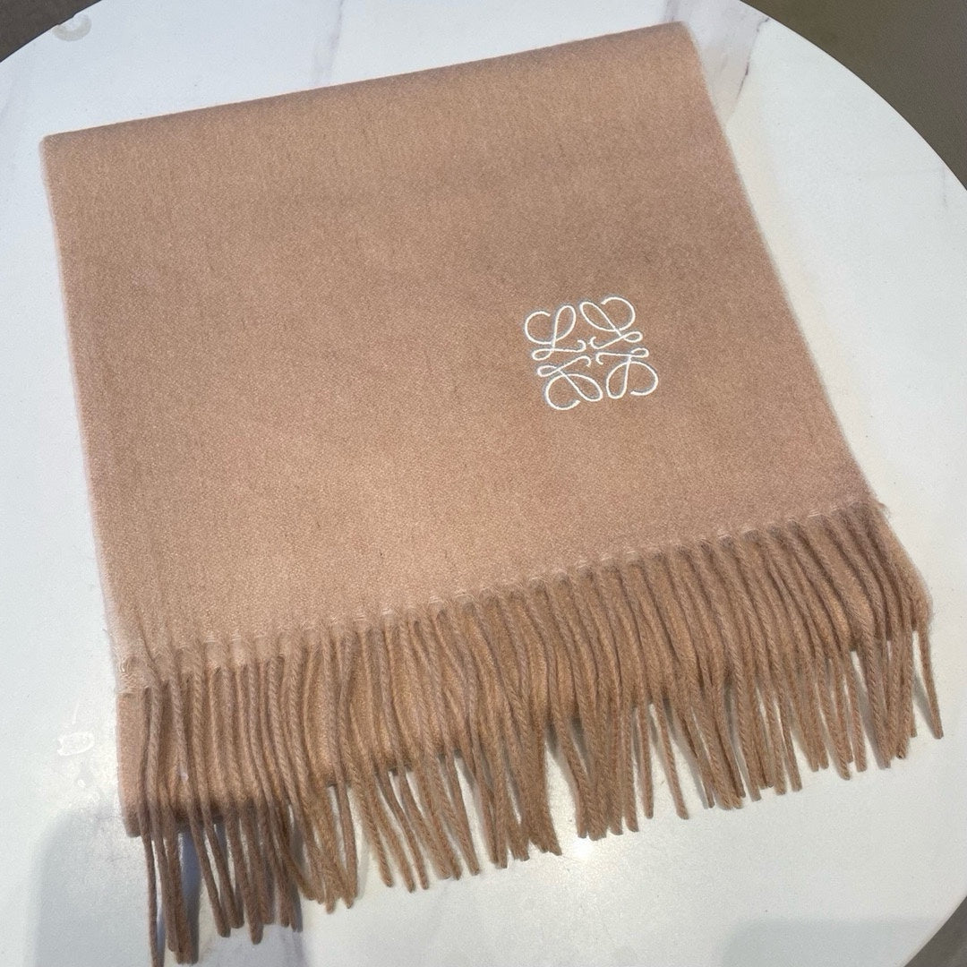 LOEWE SCARF 180 CM IN CAMEL BEIGE CASHMERE AND WOOL 403757