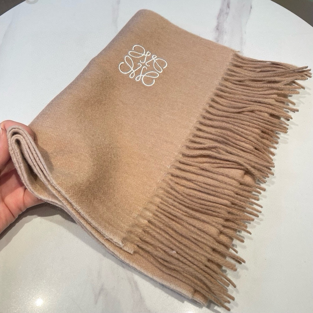 LOEWE SCARF 180 CM IN CAMEL BEIGE CASHMERE AND WOOL 403757