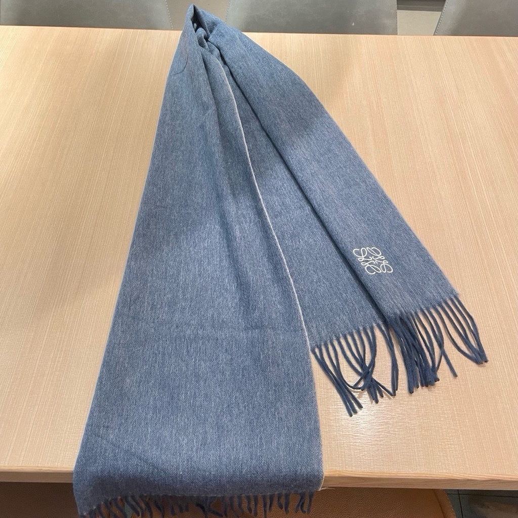 LOEWE SCARF 180 CM IN LIGHT BLUE CASHMERE AND WOOL 403758