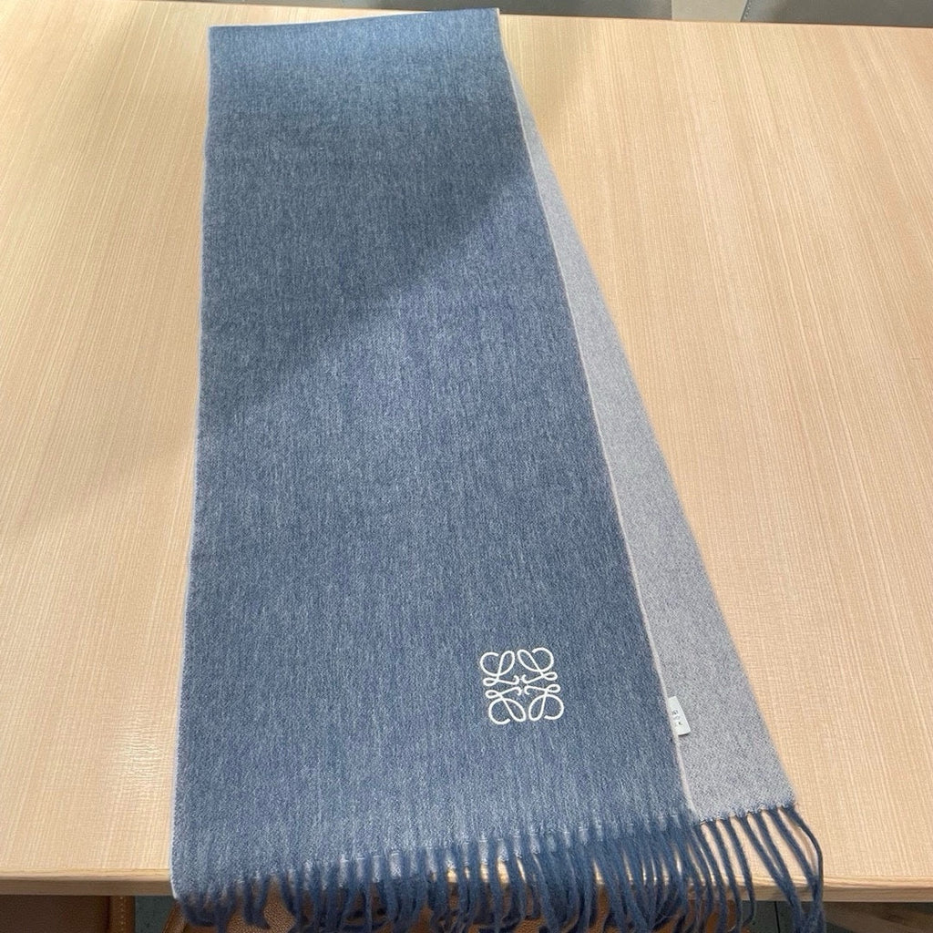 LOEWE SCARF 180 CM IN LIGHT BLUE CASHMERE AND WOOL 403758