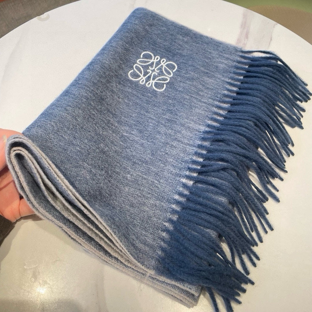 LOEWE SCARF 180 CM IN LIGHT BLUE CASHMERE AND WOOL 403758