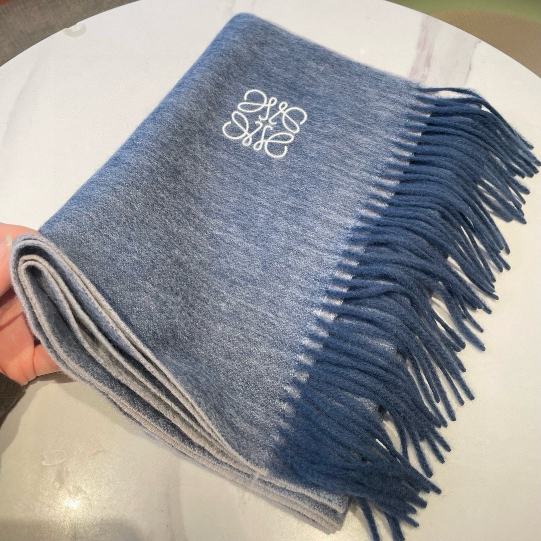 LOEWE SCARF 180 CM IN LIGHT BLUE CASHMERE AND WOOL 403758
