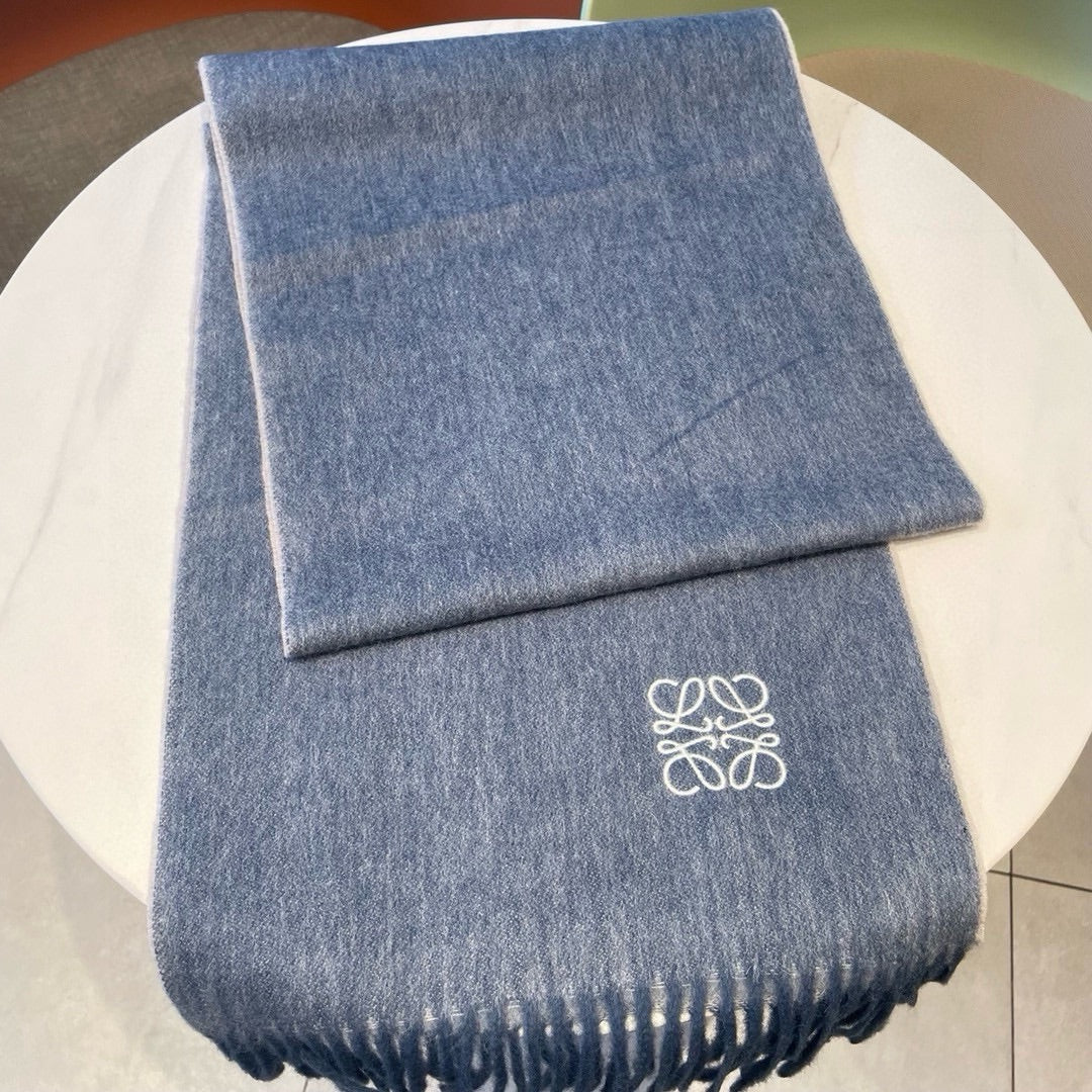 LOEWE SCARF 180 CM IN LIGHT BLUE CASHMERE AND WOOL 403758