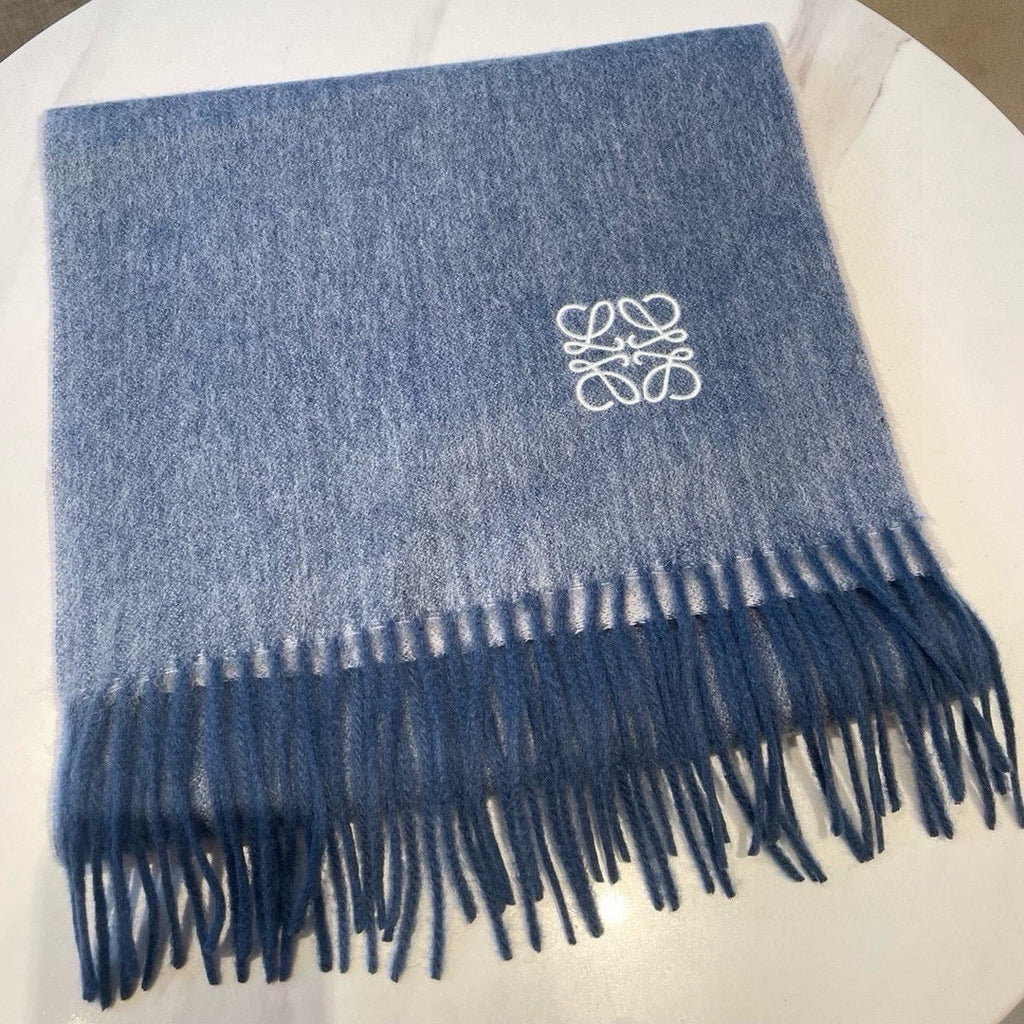 LOEWE SCARF 180 CM IN LIGHT BLUE CASHMERE AND WOOL 403758